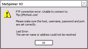 FTP error box