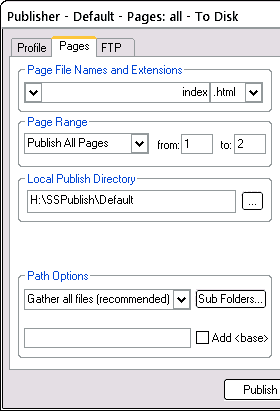 Publisher Pages tab
