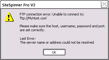 FTP error box