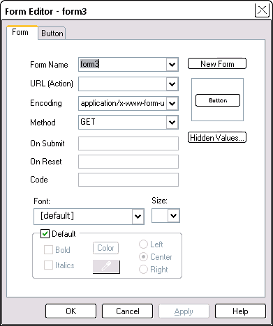 Form Editor Form tab