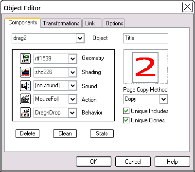 Object Editor Components tab