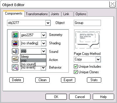 Object Editor Components tab