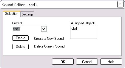 Sound Editor selection tab
