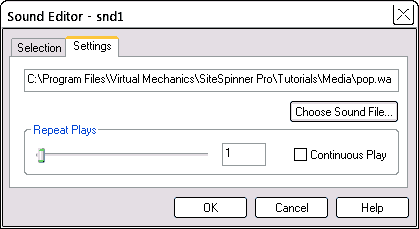 Sound Editor Settings tab