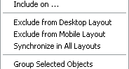 Excluding objects from layouts